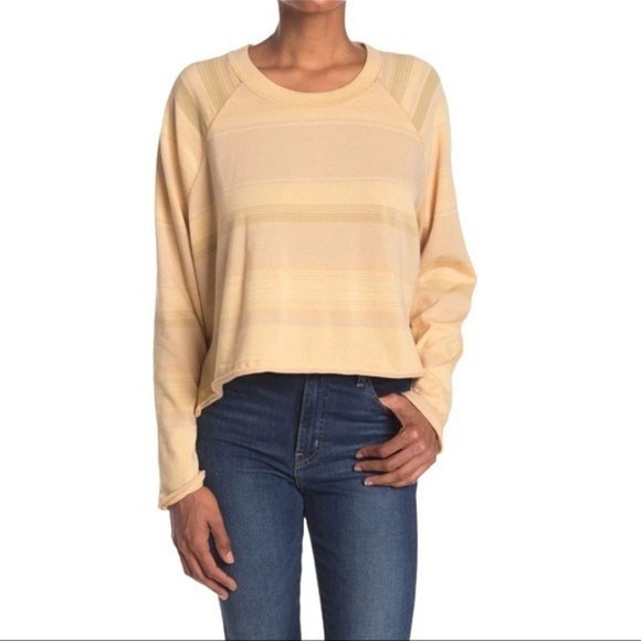 FREE PEOPLE Baja Striped Long Sleeve T-Shirt - Prosecco NWT - Picture 2 of 4